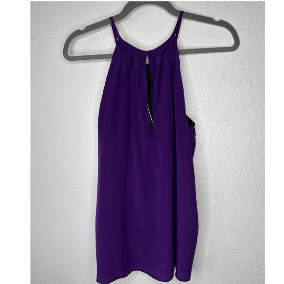 NWT Lavender Brown Purple Silk Front Pleat High Neck Keyhole Back Top L - Picture 6 of 10